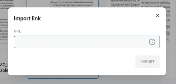 Link import interface showing URL input and conversion process